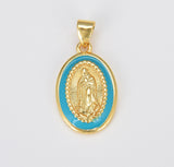 Miraculous Lady Charm gold medallion Charm, gold filled Virgin Mary religious medal Pendant Religious Coin Catholic Enamel Jewelry, CP1603