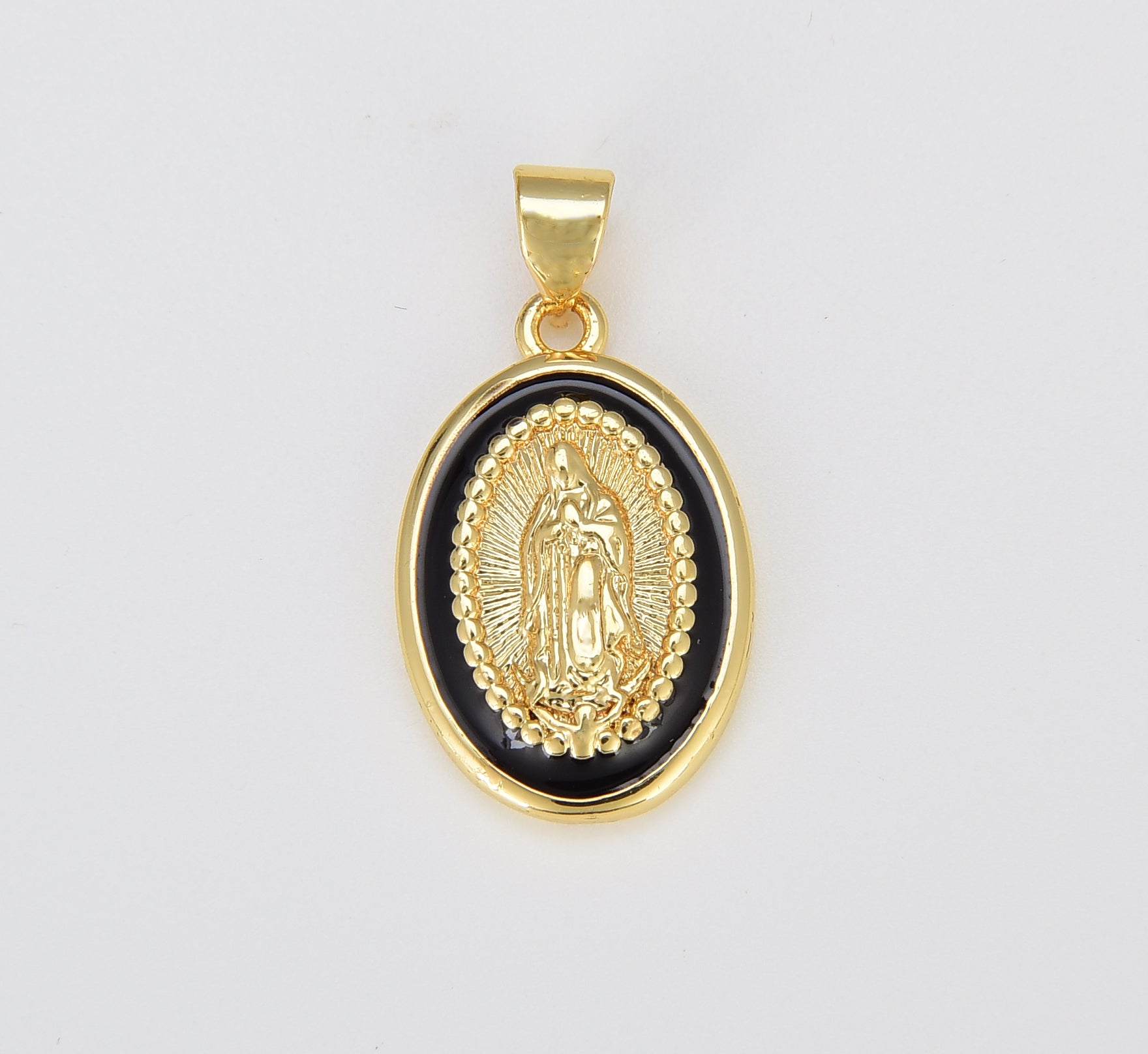 Miraculous Lady Charm gold medallion Charm, gold filled Virgin Mary religious medal Pendant Religious Coin Catholic Enamel Jewelry, CP1603