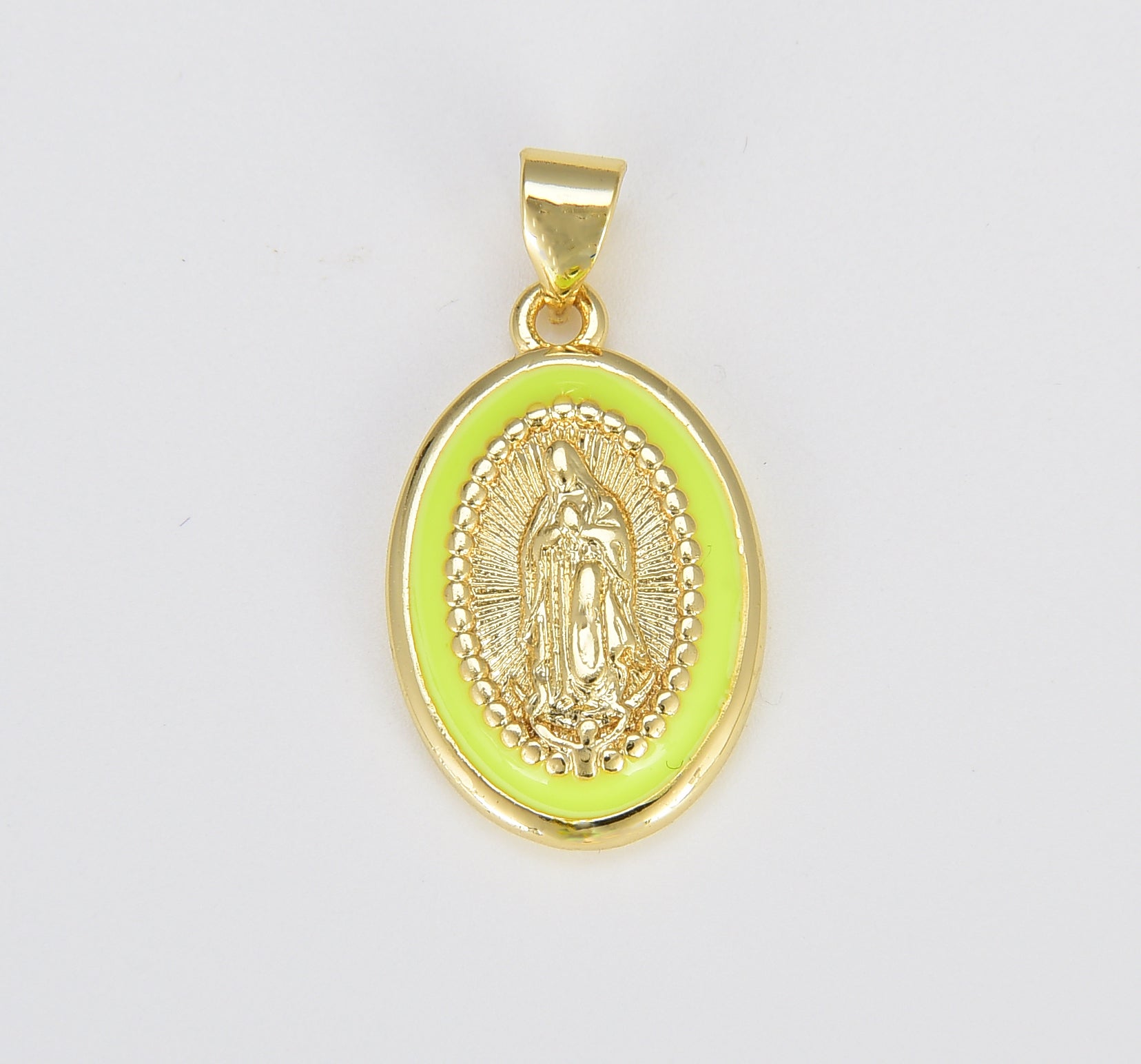 Miraculous Lady Charm gold medallion Charm, gold filled Virgin Mary religious medal Pendant Religious Coin Catholic Enamel Jewelry, CP1603