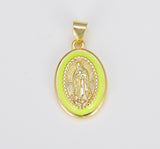 Miraculous Lady Charm gold medallion Charm, gold filled Virgin Mary religious medal Pendant Religious Coin Catholic Enamel Jewelry, CP1603