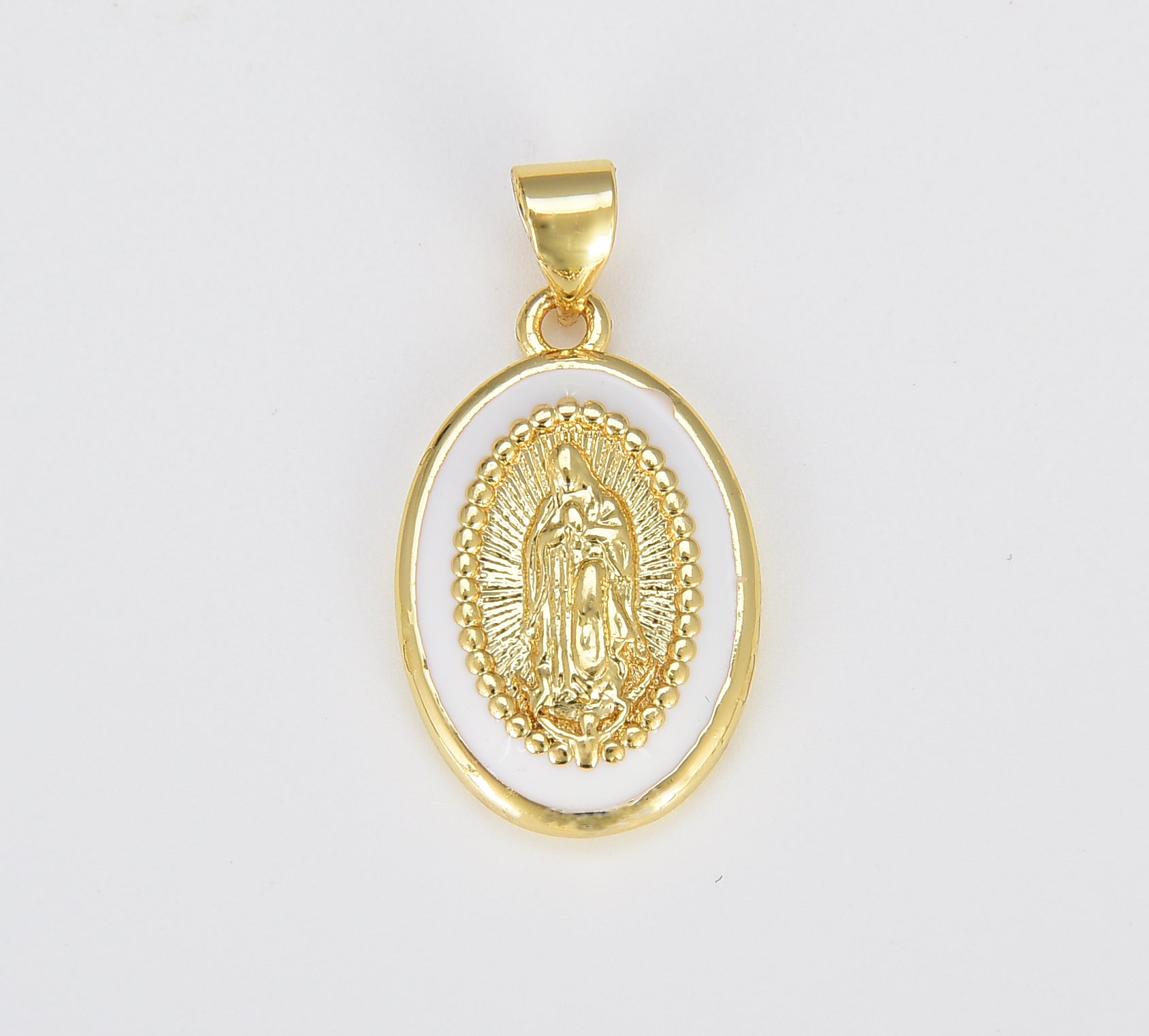 Miraculous Lady Charm gold medallion Charm, gold filled Virgin Mary religious medal Pendant Religious Coin Catholic Enamel Jewelry, CP1603