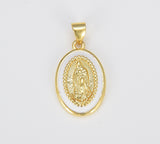 Miraculous Lady Charm gold medallion Charm, gold filled Virgin Mary religious medal Pendant Religious Coin Catholic Enamel Jewelry, CP1603