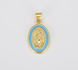 Miraculous Lady Charm gold medallion Charm, gold filled Virgin Mary religious medal Pendant Religious Coin Catholic Enamel Jewelry, CP1603