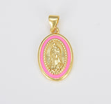 Miraculous Lady Charm gold medallion Charm, gold filled Virgin Mary religious medal Pendant Religious Coin Catholic Enamel Jewelry, CP1603