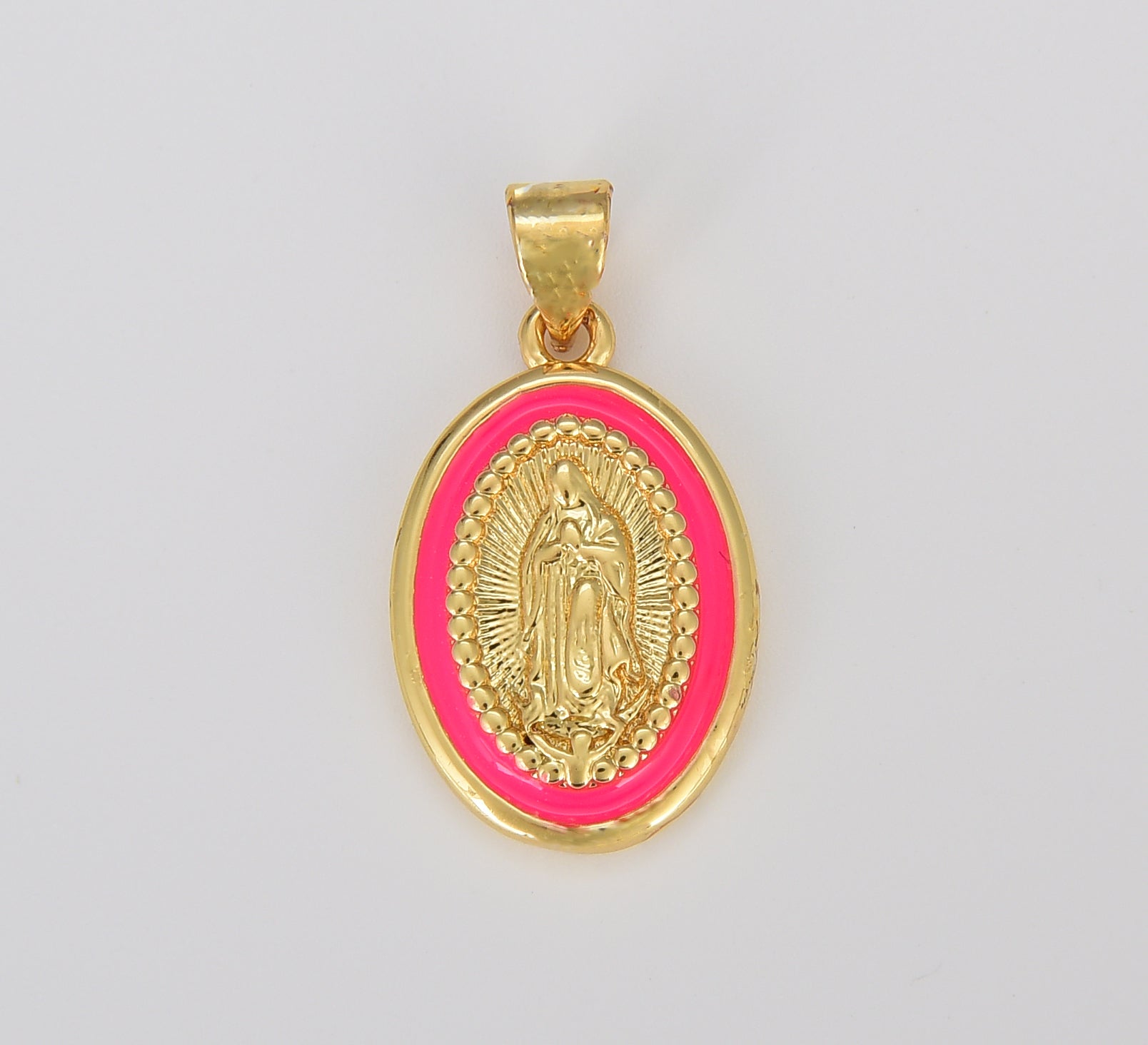 Miraculous Lady Charm gold medallion Charm, gold filled Virgin Mary religious medal Pendant Religious Coin Catholic Enamel Jewelry, CP1603