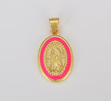 Miraculous Lady Charm gold medallion Charm, gold filled Virgin Mary religious medal Pendant Religious Coin Catholic Enamel Jewelry, CP1603