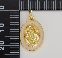 Virgin of Guadalupe Charm Gold Medallion Charm, Enamel Virgin Mary Religious Medal Pendant Religious Coin Catholic Enamel Jewelry, CP1606