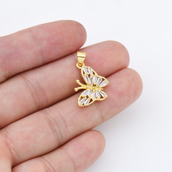 18K Gold Filled Dainty CZ Gold Butterfly Charm, Micro Pave Butterfly Charm, Small Mariposa Pendant for Necklace Bracelet Earrings Jewelry Making, CP1609