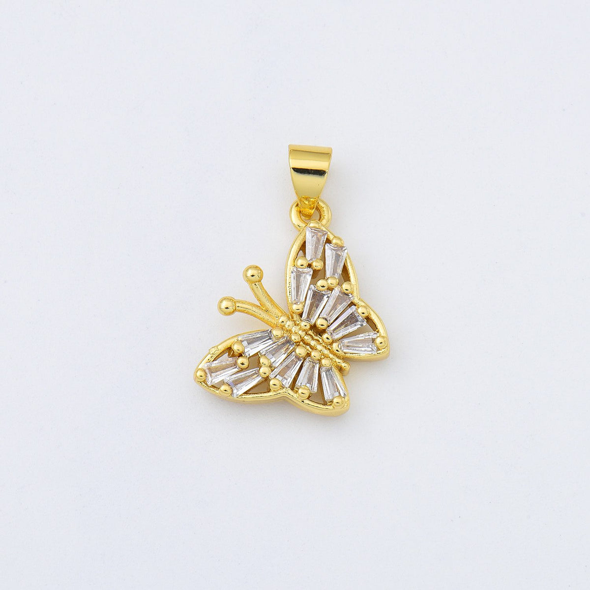 18K Gold Filled Dainty CZ Gold Butterfly Charm, Micro Pave Butterfly Charm, Small Mariposa Pendant for Necklace Bracelet Earrings Jewelry Making, CP1609