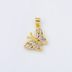 18K Gold Filled Dainty CZ Gold Butterfly Charm, Micro Pave Butterfly Charm, Small Mariposa Pendant for Necklace Bracelet Earrings Jewelry Making, CP1609