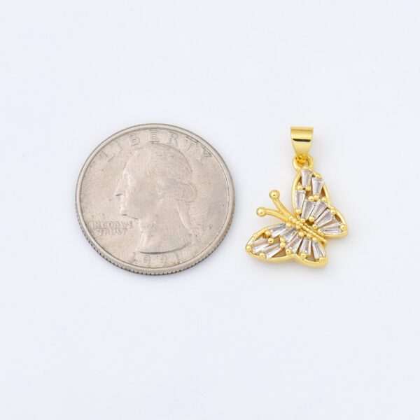 18K Gold Filled Dainty CZ Gold Butterfly Charm, Micro Pave Butterfly Charm, Small Mariposa Pendant for Necklace Bracelet Earrings Jewelry Making, CP1609