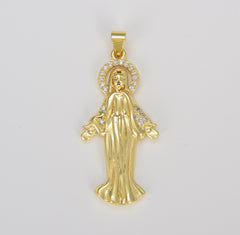 Our Lady of Guadalupe Charm, Miraculous Lady Charm, Virgin Mary Pendant for Necklace Bracelet Jewelry Making, 40x18mm, CP1615