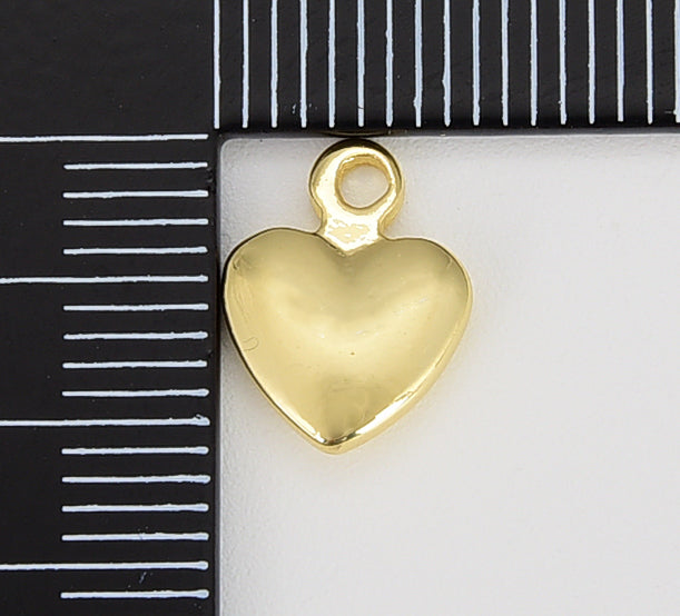 Small Heart Charm, Dainty Gold Mini Heart Add On Charm, Dainty Heart, Love Inspired Gold Heart Pendant, 11x9mm, CP1620