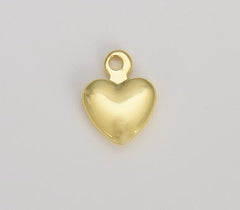 Small Heart Charm, Dainty Gold Mini Heart Add On Charm, Dainty Heart, Love Inspired Gold Heart Pendant, 11x9mm, CP1620