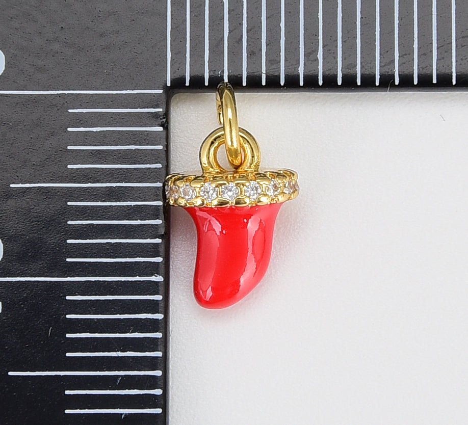 Enamel Tusk Horn Charm, CZ Tusk Horn Pendant Tibetan Ethnic Tribal Pendant Bohemian Tusk Horn Pendant for Necklace Jewelry Making, CP1621