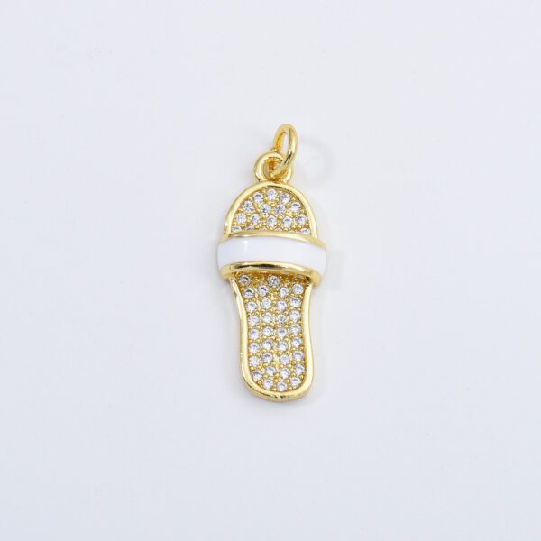 18K Gold Filled Sandal Charm, CZ Micro Pave Enamel Slipper Pendant, Summer Slipper Pendant for Necklace Bracelet Earrings Making, CP1623