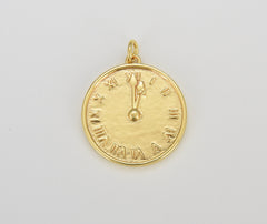 Mini Gold Filled Clock Charm, Watch Pendant, Clock Charm for Necklace Bracelet Earring Supply, 22x22mm, CP1625