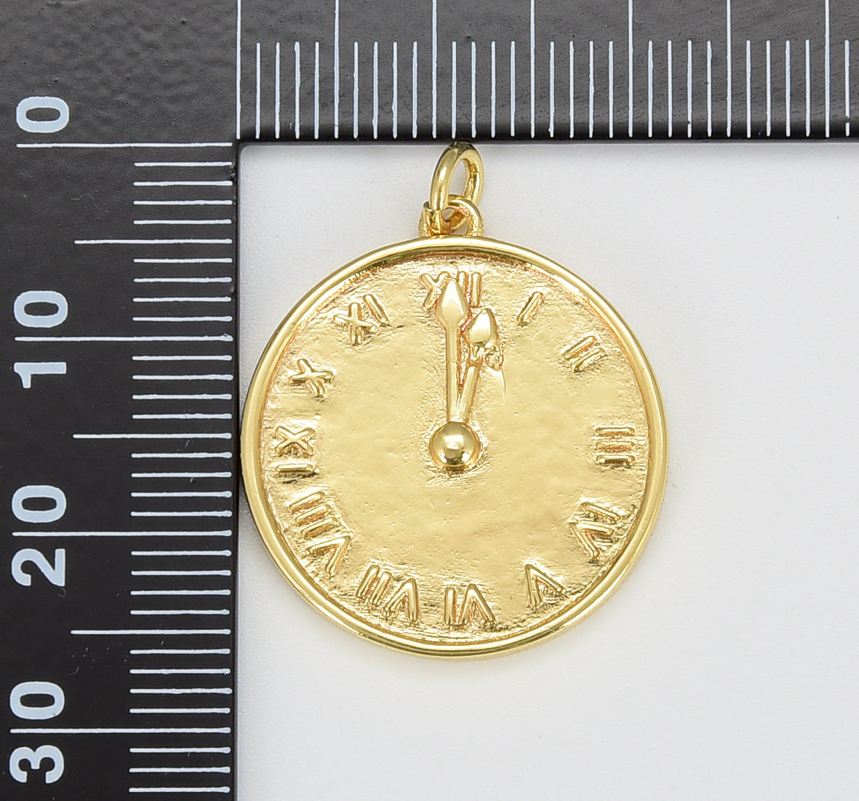 Mini Gold Filled Clock Charm, Watch Pendant, Clock Charm for Necklace Bracelet Earring Supply, 22x22mm, CP1625