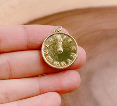 Mini Gold Filled Clock Charm, Watch Pendant, Clock Charm for Necklace Bracelet Earring Supply, 22x22mm, CP1625