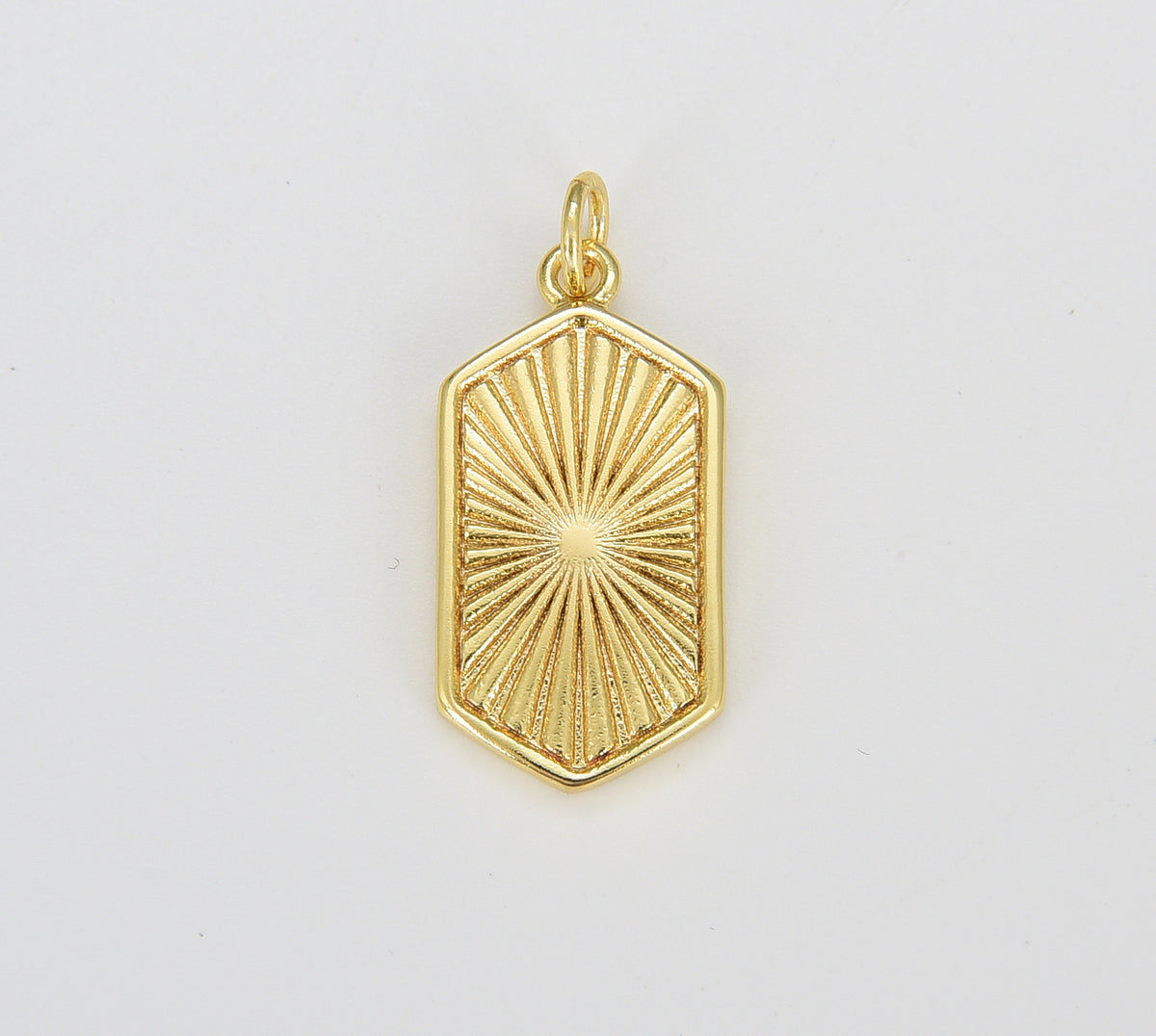 Gold Hexagon Pendant Gold Filled Sunburst Charm Necklace Boho Chic Gold Geometric Necklace Vintage Style Gold Medallion Charm, CP1626