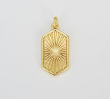 Gold Hexagon Pendant Gold Filled Sunburst Charm Necklace Boho Chic Gold Geometric Necklace Vintage Style Gold Medallion Charm, CP1626