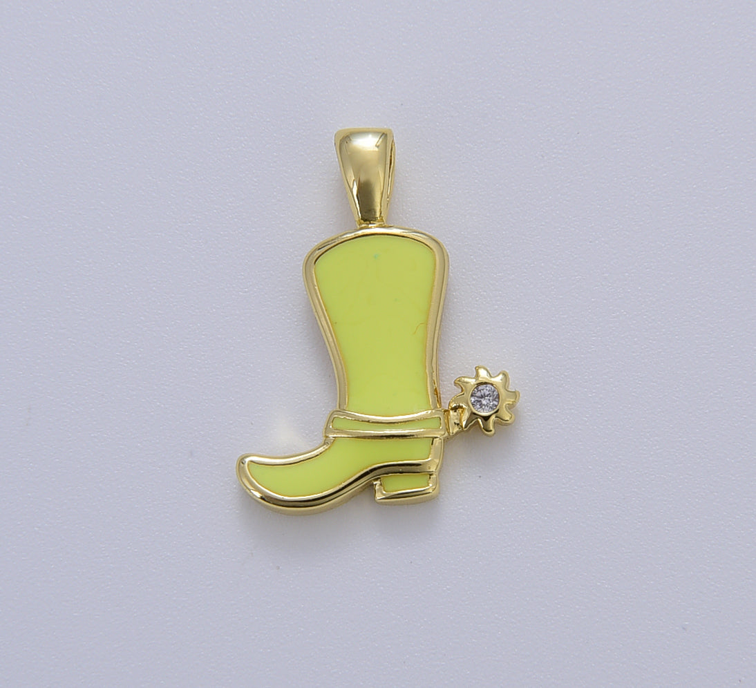 Enamel Color Cowboy Boot Charm, Gold Cowboy Boots Charm for Necklace or Bracelet, Cowgirl Charm, Rodeo Cowgirl Jewelry, 20x15mm, CP1629