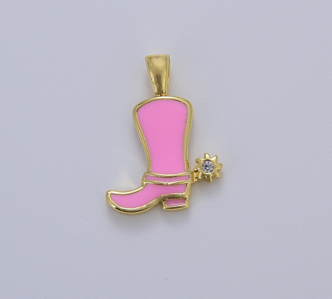 Enamel Color Cowboy Boot Charm, Gold Cowboy Boots Charm for Necklace or Bracelet, Cowgirl Charm, Rodeo Cowgirl Jewelry, 20x15mm, CP1629