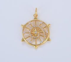 Dainty Starburst Charm, Micro Pave CZ North Star Burst Charm, Gold Celestial Charm for Necklace Bracelet Supply, 28x20mm, CP1633