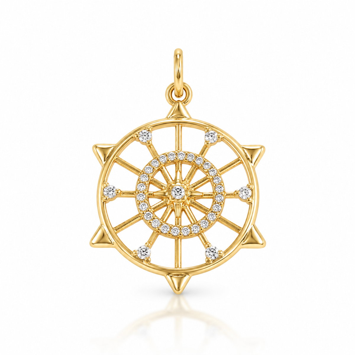 Gold Filled Sunburst Medal Charm, Sun Medallion Pendant, Celestial North Star Coin Charms, Wholesale Jewelry Crafting Making Supply, CP1633