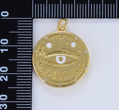 Dainty White Enamel Evil Eye Charm, White Eye Of Ra Necklace Pendant Amulet Protection Jewelry Layered Necklace, 25x20mm, CP1635