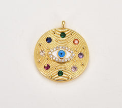 Evil Eye Pendant Charm, Gold Filled Micro Pave CZ Enamel Eye of Ra Micro Pave CZ Pendant Charm for Amulet Protection Jewelry, CP1642