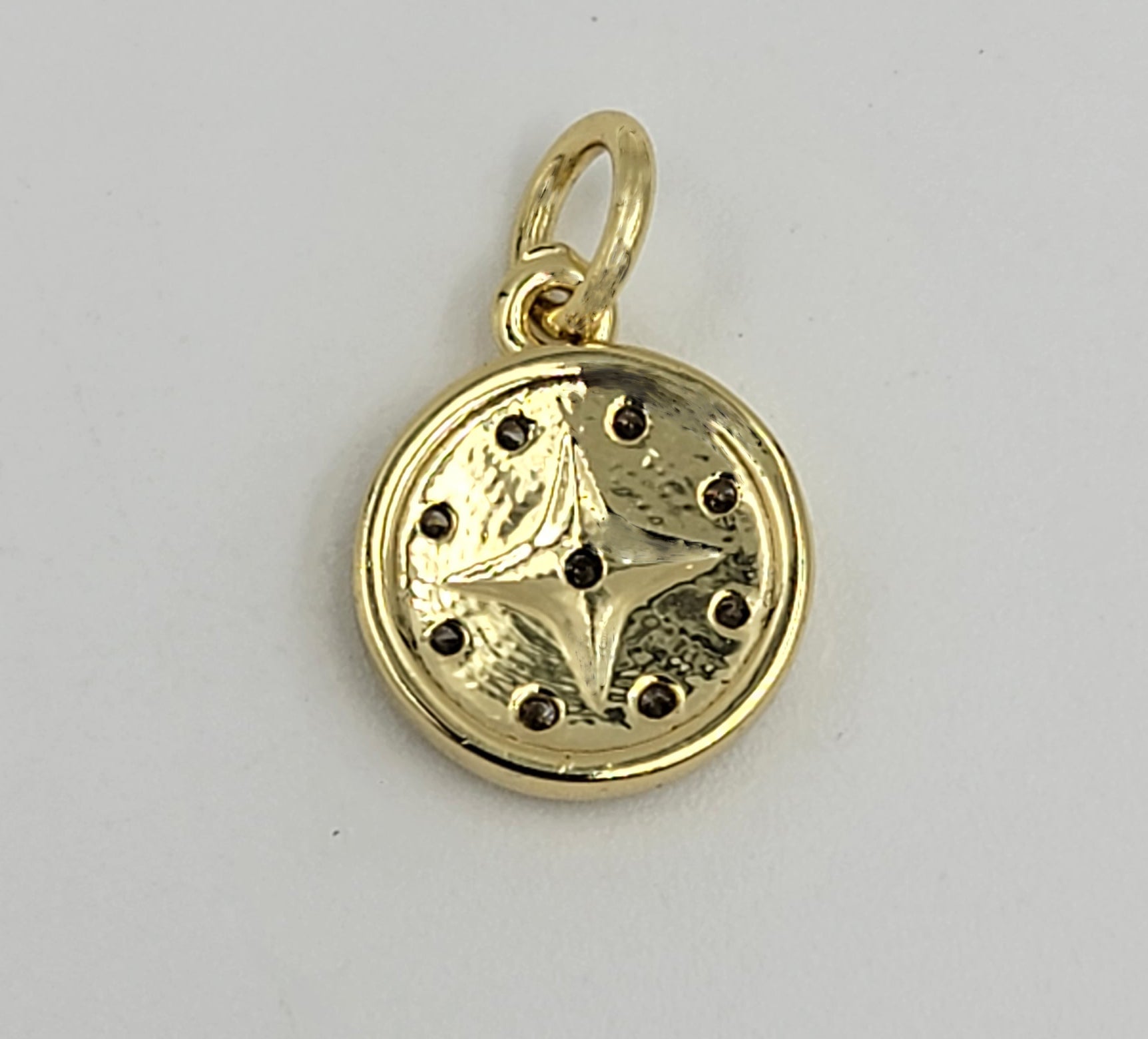 Dainty North Star Charm, Micro Pave CZ Starburst Pendant in Gold Filled, Celestial Jewelry Making Supply, 12x10mm, CP1646