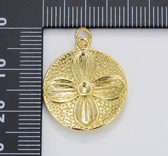 Dainty Lucky Clover Coin Charm, Gold Filled 4 Leaf Clover Charm, Lucky Clover Pendant for Necklace Bracelet Jewelry Making Supply, CP1648