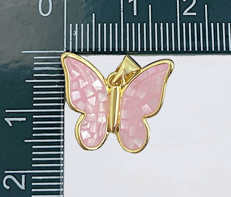 White Pink Blue Green Opal Mariposa Butterfly Charm for Necklace, Dainty Butterfly Pendant for Jewelry Making Supply in Gold Filled, CP1652