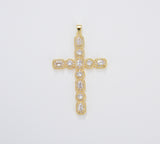 Micro Pave Cubic Cross Charm, Gold Filled Minimalist Simple Cross, DIY Religion Jewelry Making Findings, 55x35mm, CP1654