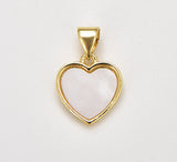 Heart Charm, Mother Of Pearl, 15x13mm Pendant, Dainty Heart Shell Charm in Gold Filled for Necklace Bracelet Jewelry Making, CP1655