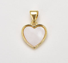 Heart Charm, Mother Of Pearl, 15x13mm Pendant, Dainty Heart Shell Charm in Gold Filled for Necklace Bracelet Jewelry Making, CP1655