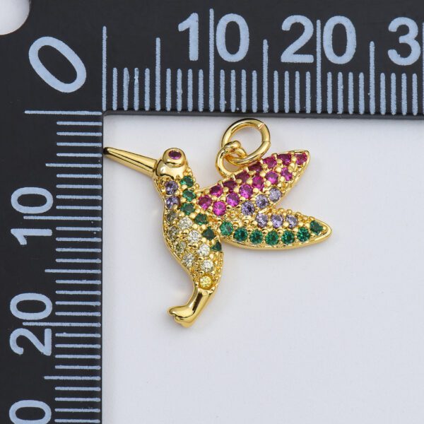 18K Gold Filled Micro Pave Hummingbird Charm, Humming Bird Pendant, Bird Charm for Necklace Earring Jewelry Making, 22x18mm, CP1656