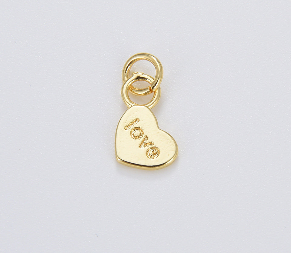 Dainty Gold Mini Heart Charm, Tiny Gold Filled Heart Love Pendant, Add On Charm, Valentines Gift, 11x9mm, CP1658