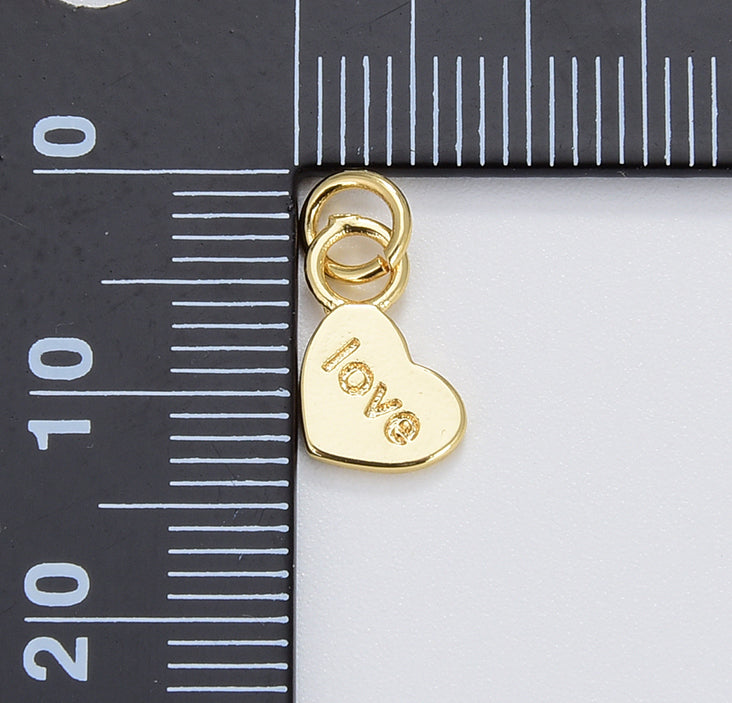 Dainty Gold Mini Heart Charm, Tiny Gold Filled Heart Love Pendant, Add On Charm, Valentines Gift, 11x9mm, CP1658