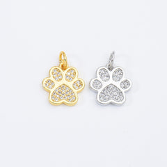 18K Gold Filled Tiny Paw Print Charm, Dainty Dog Cat Paw Charm for Bracelet Necklace Earring Component, Cat Dog Pet Lover Gift, 12x12mm, CP1661