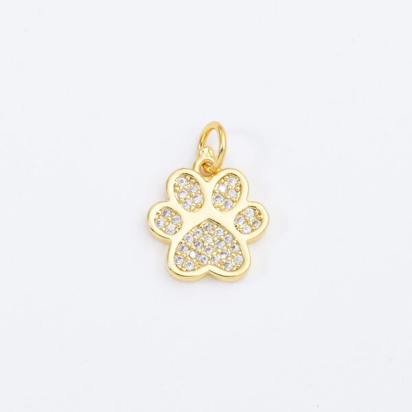 18K Gold Filled Tiny Paw Print Charm, Dainty Dog Cat Paw Charm for Bracelet Necklace Earring Component, Cat Dog Pet Lover Gift, 12x12mm, CP1661