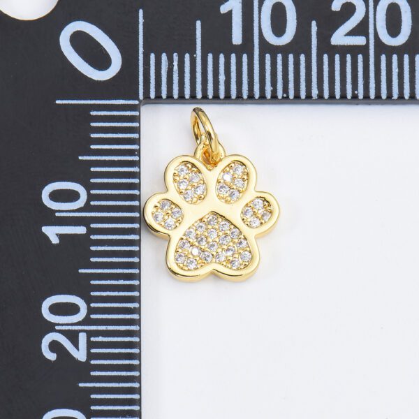 18K Gold Filled Tiny Paw Print Charm, Dainty Dog Cat Paw Charm for Bracelet Necklace Earring Component, Cat Dog Pet Lover Gift, 12x12mm, CP1661