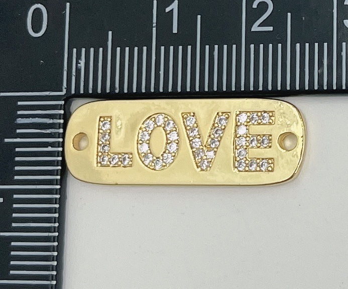 Dainty Love Micro Pave Charm Connector, Gold Filled Love Word Link Connector for Bracelet Necklace Component, Valentine Gift, 22x10mm CP1662