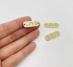 Dainty Love Micro Pave Charm Connector, Gold Filled Love Word Link Connector for Bracelet Necklace Component, Valentine Gift, 22x10mm CP1662