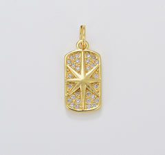 Dainty Starburst Tag Charm, Gold Filled North Star Pendant, Celestial Charm for Bracelet Necklace Charm Jewelry Making Supply, CP1665