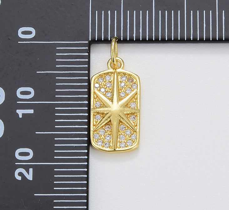 Dainty Starburst Tag Charm, Gold Filled North Star Pendant, Celestial Charm for Bracelet Necklace Charm Jewelry Making Supply, CP1665