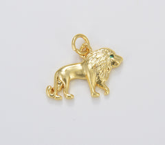 3D Gold Filled Lion Charm, CZ Micro Pave Pride Lion Pendant, Wild Animal Charm for Statement Jewelry Component, 18x13mm, CP1668