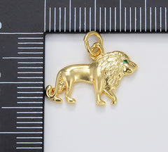 3D Gold Filled Lion Charm, CZ Micro Pave Pride Lion Pendant, Wild Animal Charm for Statement Jewelry Component, 18x13mm, CP1668