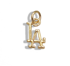 18K Gold Filled LA Initial Baseball Fan Charm, Los Angeles Necklace Charm, LA Necklace, 12x7mm, CP1670